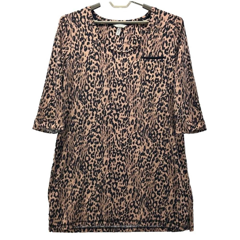 Soma Sleep Dress XL Leopard Print Longe Warm Comfy Loose Neutral Animal Print